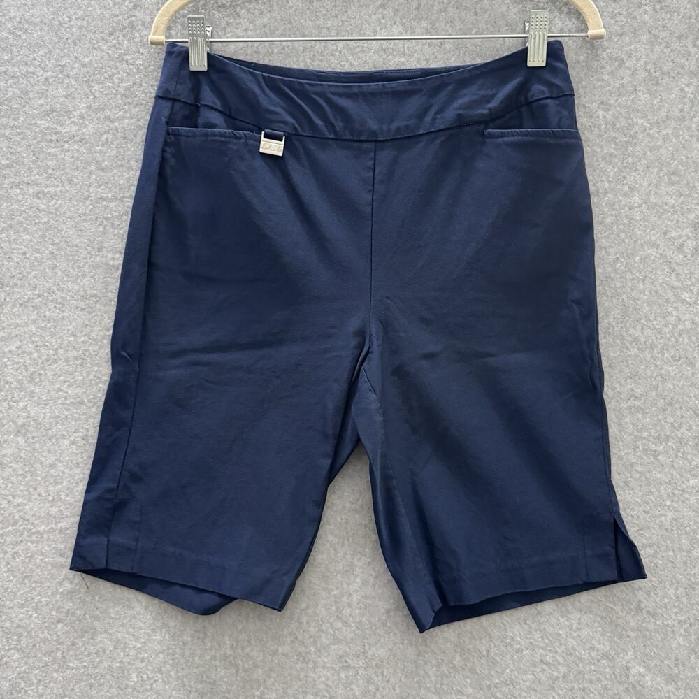 Lulu B Stretchy Bermuda Shorts Women's 10 Navy Blue 10" Inseam UPF Golf Pull On